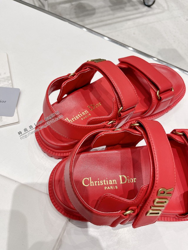 Dior迪奧2022新款新色系魔術貼涼鞋原版複刻專櫃純色系沙灘涼鞋女士涼鞋 dx3083